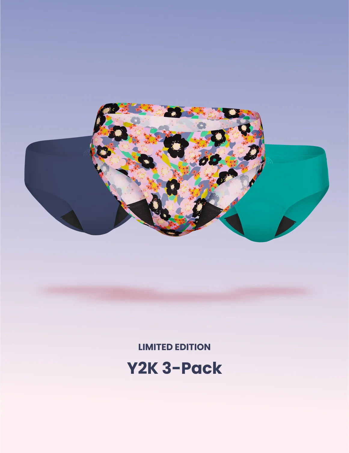 Teen Light Leakproof No-Show Bikini 3-Pack - Kit | Electric Orchid/Teal Appeal/Lagoon