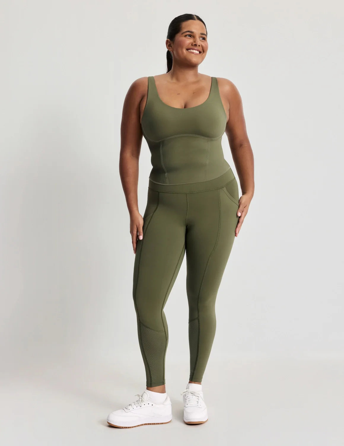 Adiya has 40” hips and wears a size L | Olive