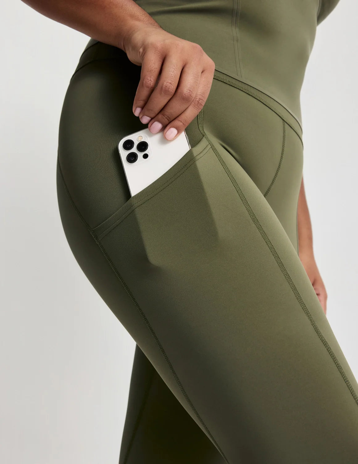 Adiya has 40” hips and wears a size L  | Olive