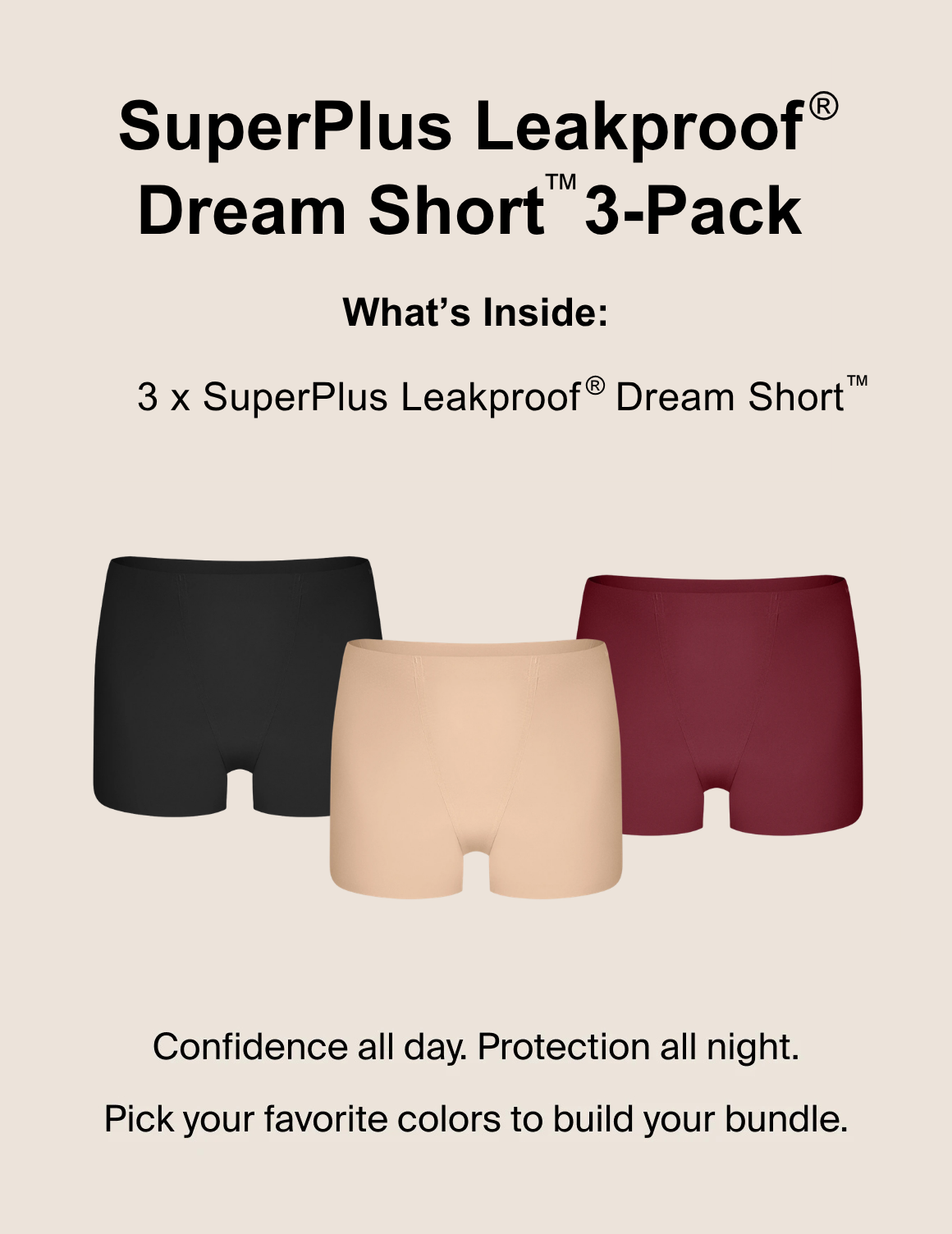 SuperPlus Leakproof® Dream Short™ 3-Pack