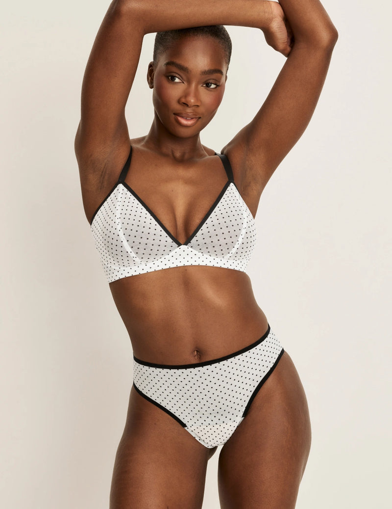 | White with Black Polka Dot