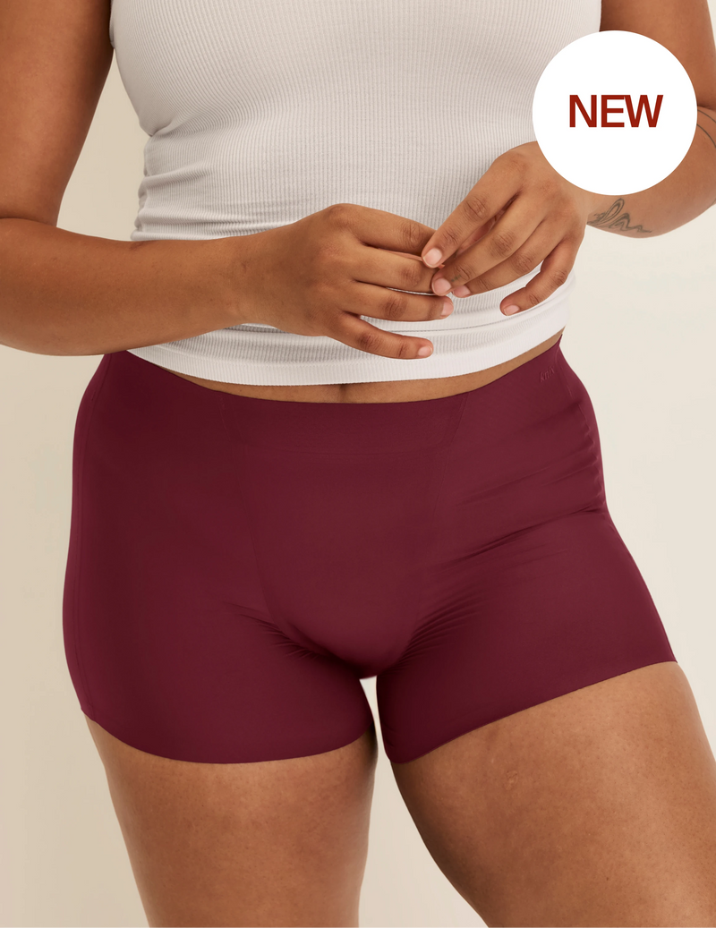 Front view of model wearing the SuperPlus Leakproof® Dream Short highlighting the coverage and smooth fit