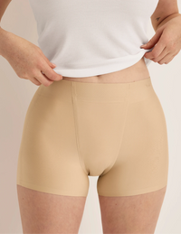 Front view of model wearing the SuperPlus Leakproof® Dream Short highlighting the coverage and smooth fit