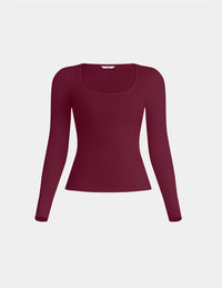 SculptRib™ Cotton Long Sleeve Top shown front-facing against a light gray background