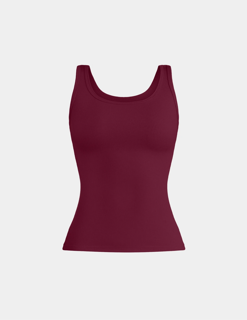 SculptRib™ Cotton Tank shown front-facing against a light gray background