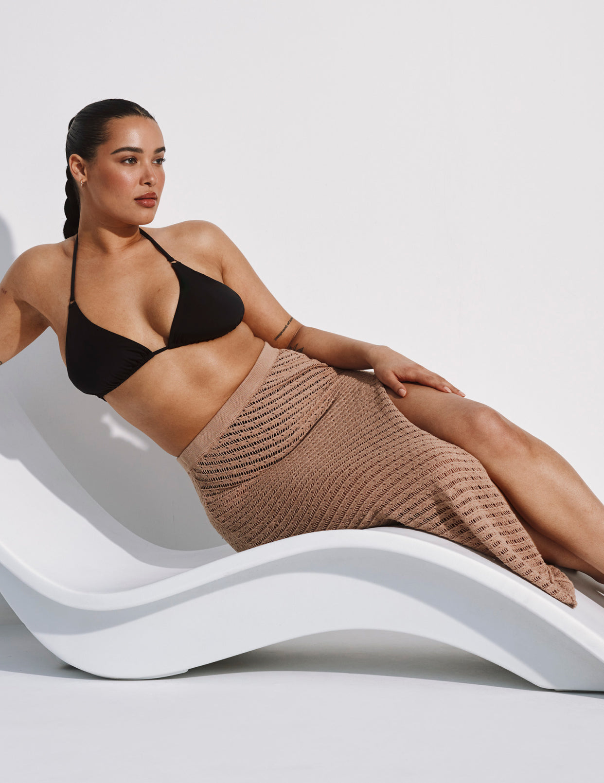 パーバーズ　Knit Lace Jagged-hem Skirt / Beige Crochet-Knit Beach Skirt – Knix Canada