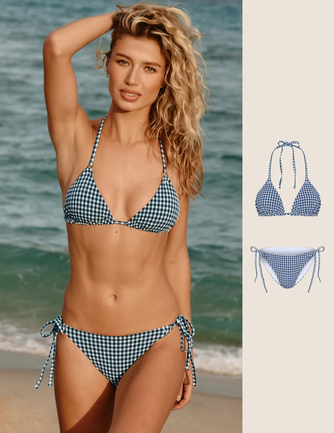 Seersucker String Bikini Set