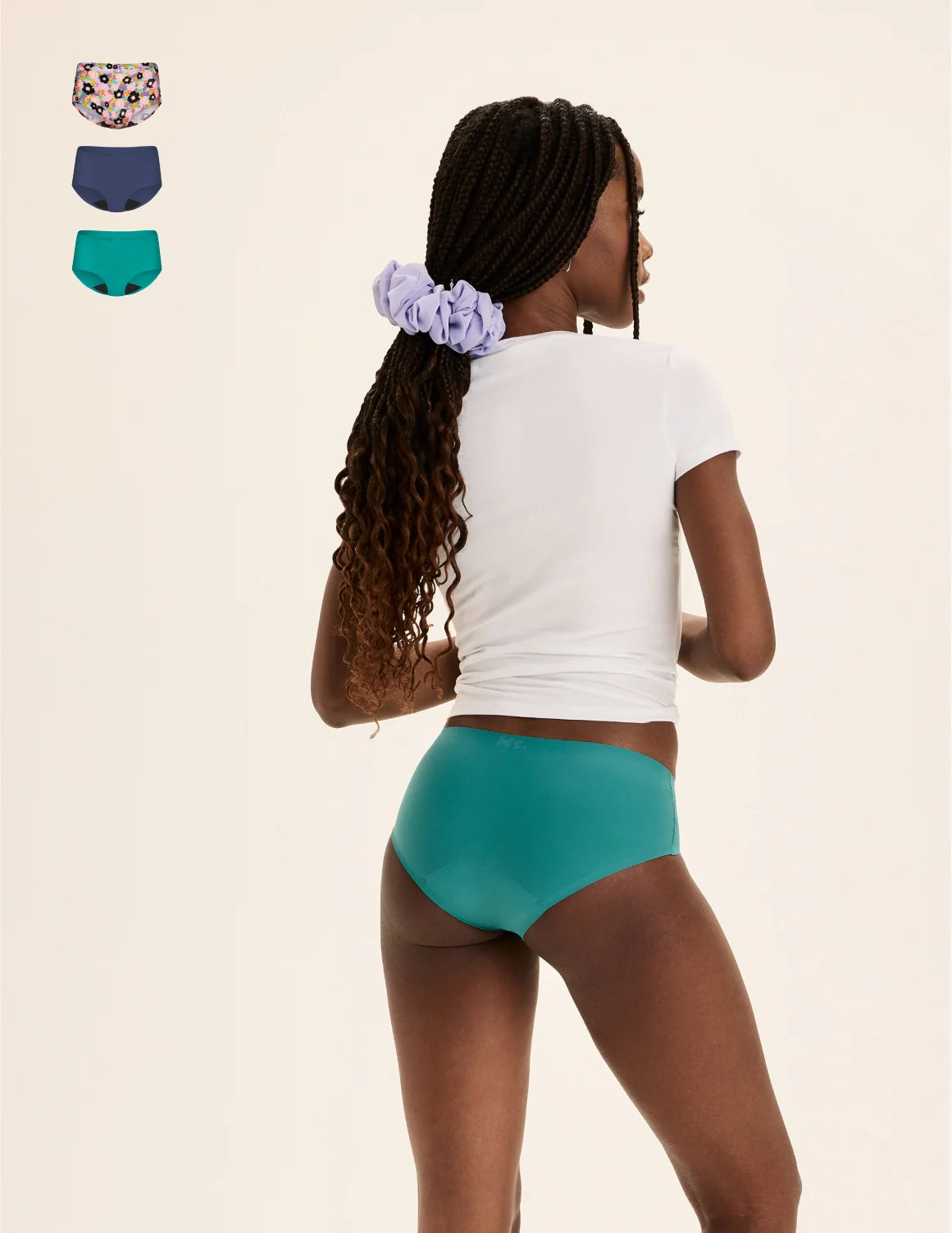 Teen Light Leakproof No-Show Boyshort 3-Pack  | Electric Orchid/Teal Appeal/Lagoon