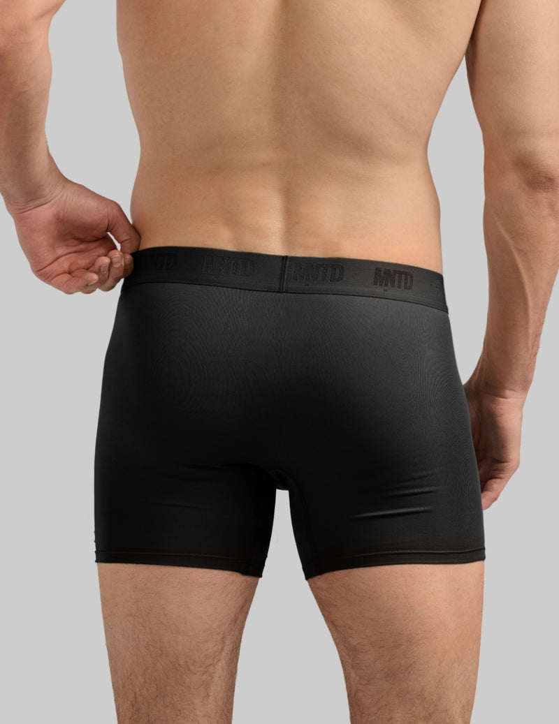 Back view of model wearing the Men's ActivTemp™ Boxer Brief 5" highlighting the coverage and fit