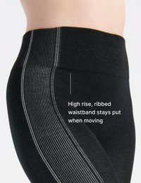 High rise, ribbed waistband stays put when moving   | General