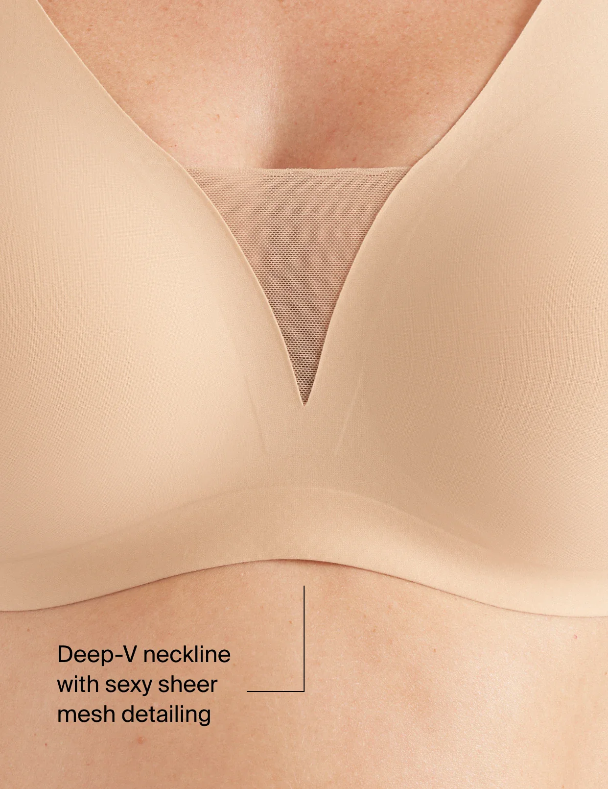 Deep-V neckline with sexy sheer mesh detailing | General