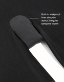 Built-in leakproof liner absorbs about 3 regular tampons' worth | General