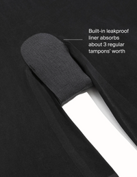 Built-in leakproof liner absorbs about 3 regular tampons' worth | General