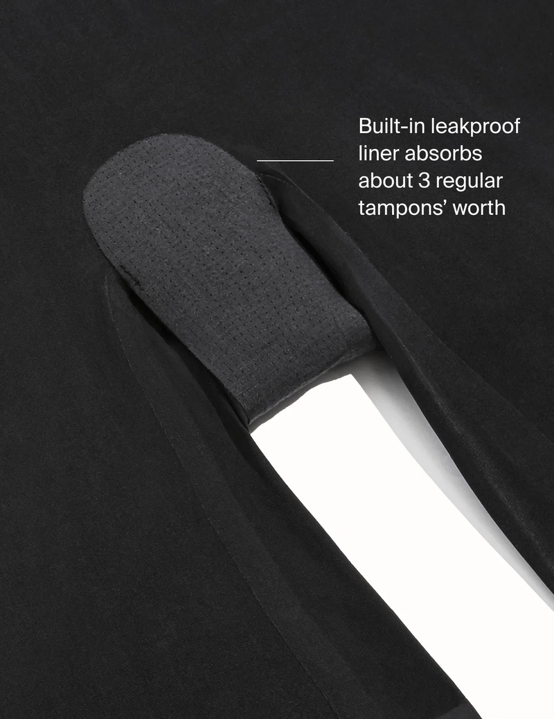 Built-in leakproof liner absorbs about 3 regular tampons' worth | General