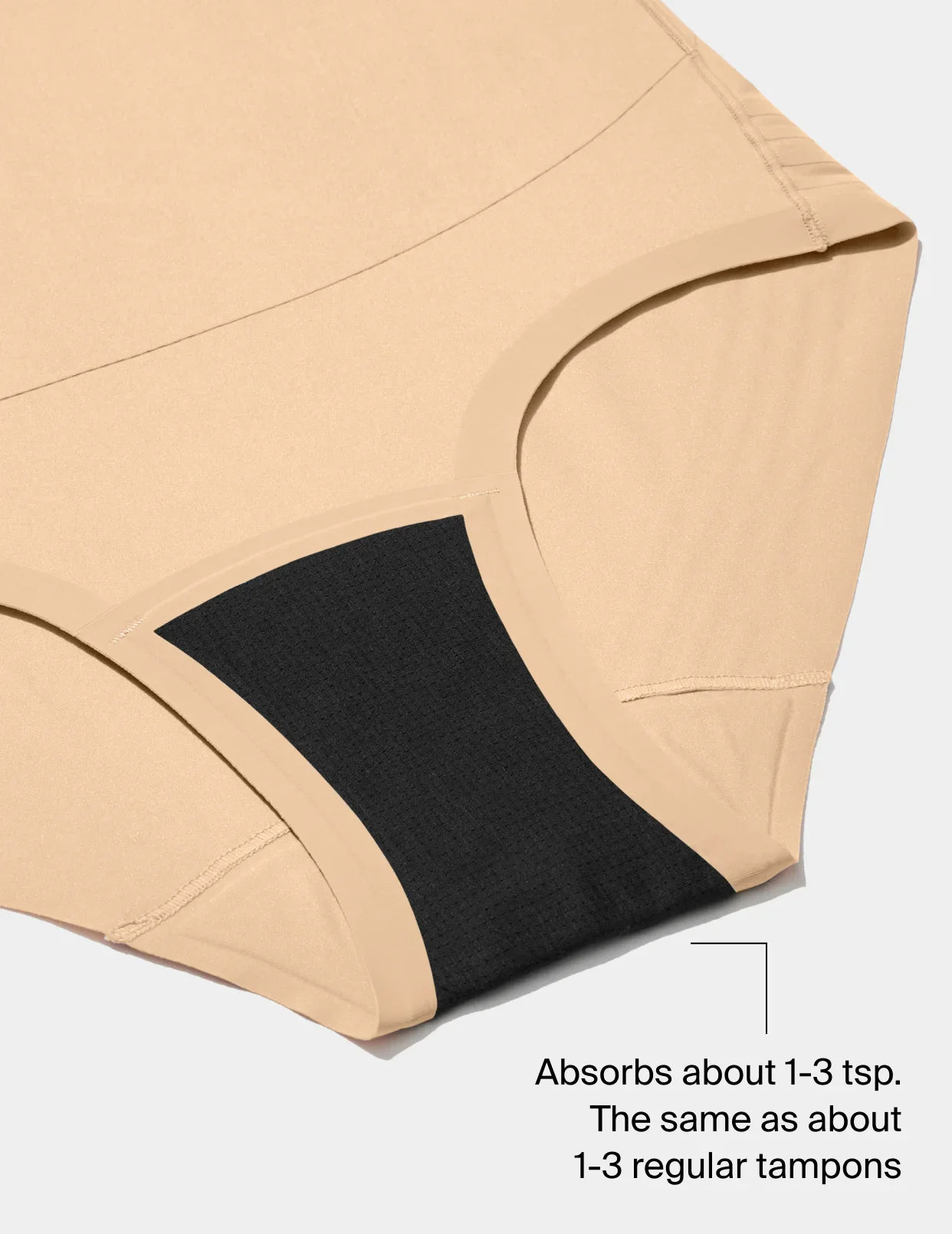 Absorbs about 1-3 tsp. The same as about 1-3 regular tampons | Warm Sand