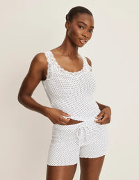 | White with Black Polka Dot