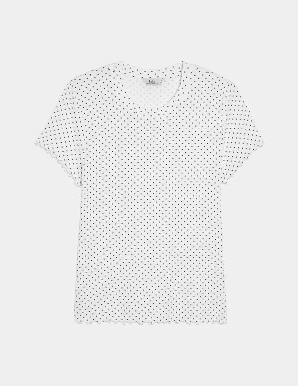 | White with Black Polka Dot