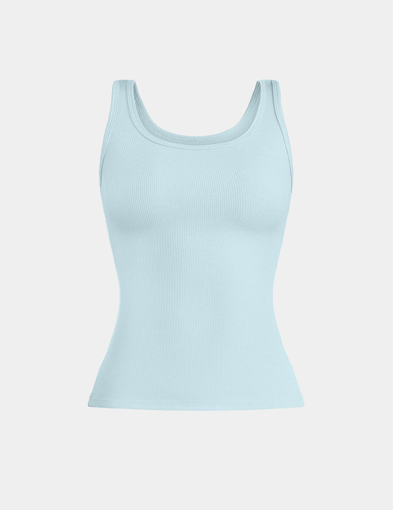 SculptRib™ Cotton Tank shown front-facing against a light gray background