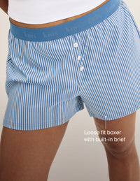Text on Image: Loose fit boxer with built-in brief